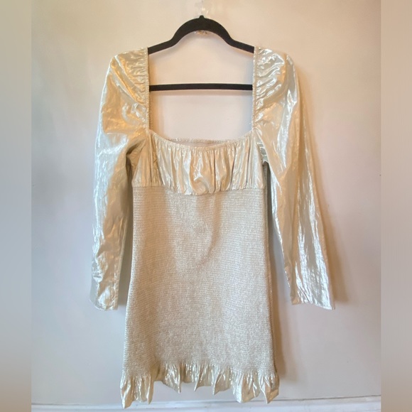 WILFRED ARITZIA Silver Metallic Ballard mini Dress - Picture 4 of 13